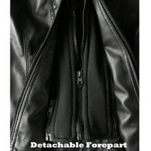 Newbestyle Faux Leather Jacket For Women Casual Moto Biker Jacket Quilted Full-Zip Coat Long Sleeve With Hoody - 黑色 - 查看 6