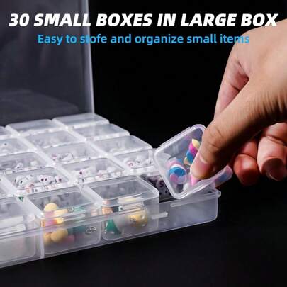 1pc Transparent Desktop DIY Diamond Storage Box With Independent Grids, Suitable For Storing Rhinestones, Beads And Jewelry, Hot Selling Product In The United States