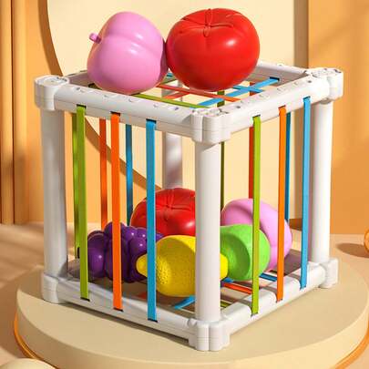 1 套彩虹水果堆叠抓握精细运动技能玩具，颜色随机，适合幼儿男孩女孩