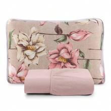100% Cotton Single 2-Piece Bedding Set Plain Printed Fitted Sheet And Pillowcase - Màu hồng gỉ - Xem 2