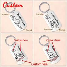 定制爸爸钥匙圈、爸爸照片钥匙扣、爸爸拳头与孩子名字钥匙扣、父亲节礼物、爸爸个性化家庭礼物 - 銀色-單面定制 - 查看 6