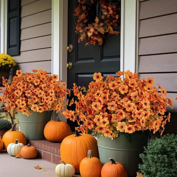 10pcs Artificial Plants, UV-Resistant Fake Greenery For Outdoor, High-Quality Oxidation-Resistant Boston Fern Real Touch Realistic Plants, Indoor/Outdoor Hanging Planter, Home/Kitchen/Room Decor, Wall Decor, Spring/Summer Outdoor Garden, Halloween Decor, Mother's Day Decor, Festival Decor, Valentine's Day Gifts Birthday Graduation
