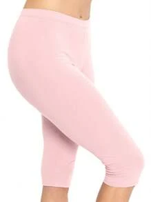 Women's Plus Size Knee-Length Capri Cotton Leggings | X-Large - 7X Adult - Hồng - Xem 1