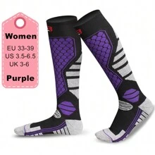 1 Pair/2 Pairs Unisex Thick Thermal Ski Socks, Breathable & Warm, Suitable For Winter Skiing, Ice Skating, Hiking And Other Outdoor Sports
