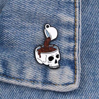 Coffee For Your Head Enamel Lapel Pin Collect Badge Cute Gift Jewelry Adorn Backpack Hat Collar Brooches Skull Skeleton Halloween Pin For Clothes Bag Charm School Kpop Teacher Supplies Bag Charms Office Accessories Shirts Jacket Christmas Autumn-Winter Accessories,Suitable For Teens, Youth,Men,Casual, Outdoor, Athletic, Vacation, Graduation Gifts, Birthday, Daily Wear Clothes Pin Funny Teacher Gifts