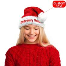 Personalized Embroidered Name Christmas Hat - Santa Hat For Family Members, Thick Short Plush Christmas Decorative Hat - Multicolor - View 13