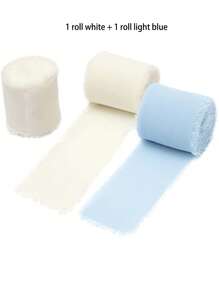 1 cuộn/2 cuộn Vải tua rua thủ công tự làm Quà tặng Ruy băng chiffon, Ruy băng xanh da trời 197*1,5 inch Thích hợp cho Thiệp mời đám cưới, Bó hoa cô dâu, Bao bì quà tặng, Đồ thủ công tự làm, Làm nơ, Giáng sinh - Màu xanh nhạt - Xem 7