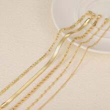 5 件套时尚精致网球串珠回形针和链式手链，可堆叠饰品套装，适合女士，礼物 - 金色 - 查看 6