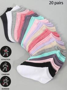 20/30/40 Pairs Women's Multicolor Summer Low Cut Socks, Thin Low Vamp Short Socks, Ankle Socks - Multicolor - View 3