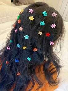 50 件/200 件彩色迷你发夹，迷你爪夹，适合稀疏头发，女孩公主发饰 - 彩色 - 查看 6