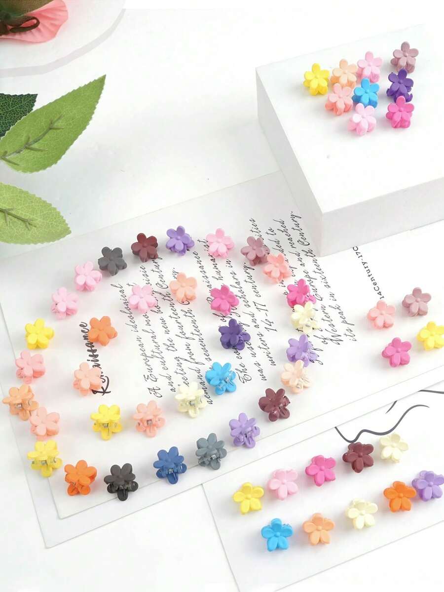 50 件/200 件彩色迷你发夹，迷你爪夹，适合稀疏头发，女孩公主发饰 - 彩色 - 查看 1