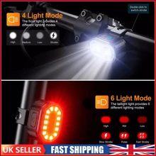 Mountain Bike Lights USB Rechargeable Bicycle T6 LED Torch Front Rear Lamp Set - Black - View 2