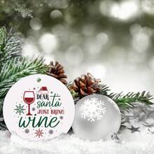 1 Stück Lustige Weihnachtsverzierung - Lieber Weihnachtsmann, bring einfach Wein mit, dekorative Acryl Weihnachtsverzierung zum Aufhängen am Weihnachtsbaum, Weihnachtsschmuck, Weihnachtsparty Dekoration - Verschiedenfarbig - Übersicht 5