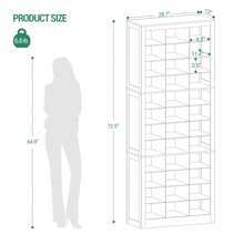 HaluPeit Shoe Storage Cabinet With Doors, 36 Pairs Free Standing Closet Organizer, 8.8" Widened Cell Wood Shoe Organizer, 12 Tiers Vertical Space Saving Shoe Rack For Entryway, Bedroom, Room Decor, White - 白色 - 查看 8