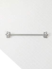 1 件心形方晶锆石樱桃水晶不锈钢工业杠铃耳环，长螺旋耳锥塞，适合女性日常佩戴耳洞首饰情人节 - 銀色 - 查看 17