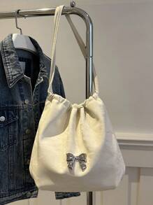 时尚韩版大容量百褶水桶托特包新款单肩包斜挎包 - 彩色 - 查看 10