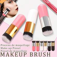 Juego de brochas de maquillaje rosa, blanco, negro: brocha redonda y esponjosa de base, brocha de rubor, brocha de iluminador, brocha de polvos, brocha de polvos portátil, brocha de polvos reutilizable para maquillaje facial, juego de brochas suaves y esponjosas para maquillaje profesional, sombras de ojos y kabuki, herramientas de belleza, regalos de belleza, ideal para principiantes de maquillaje - Multicolor - Ver 1