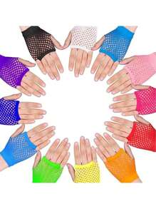 1pair Girls' Party/Wedding/Formal Hollow-Out Mesh Gloves - Multicolor - View 1