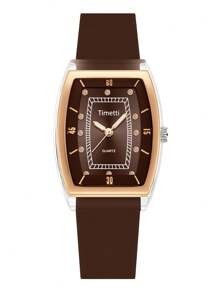 1pc Women Retro College Style Korean Fashion Quartz Wrist Watch Daily Wear - Brown - View 5