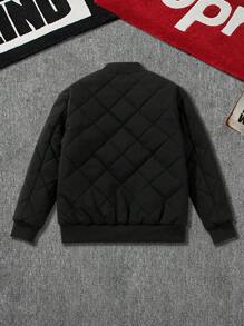 1pc Tween Boy Stand Collar Solid Color Fleece Thick Casual Sports Outdoor Warm Jacket, Autumn/Winter