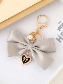 1 Cute Bow With Pearl Bag Pendant, Bag Accessories Faux Pearl Keychain, Cute Faux Pearl Beaded Bracelet Keychain, Retro Charm Wallet Bag Backpack Car Charm For Women And Girls, Ribbon Pearl Pendant For Friends, Relatives, Gift Valentines - Multicolor - View 7