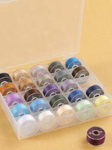1pc Plastic Sewing Machine Bobbin Storage Box,Sewing Machine Thread Spool Case,Clear Plastic Organizer Case,25/36 Slots Empty Spool Storage Organizer And 25/36pcs Plastic Storage Bobbins