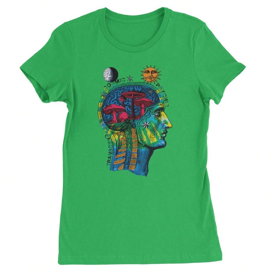 Psyche-Delic Cosmic Mushroom Head Womens T-Shirt - 凱利.格林 - 查看 1