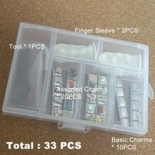 33PCS Assorted Module Charms DIY Box (Assorted Charms + Basic Charms + Tool ) Stainless Steel For DIY Lover Daily Use