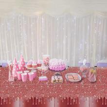 1 Pc Sparkling Diamond Rose Gold Tablecloth Table Cover For Wedding, Birthday,Baby Shower And Party Decoration(54*108inch)