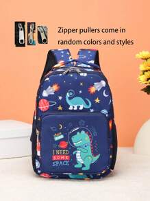 Balo mini mới trở lại trường, 1 chiếc Unisex thường ngày, họa tiết khủng long và không gian dễ thương, vải nylon, khóa kéo, thích hợp cho hoạt động dã ngoại hàng ngày, thể thao ngoài trời, du lịch, quà tặng trở lại trường/sinh nhật, in ngẫu nhiên - Xem 5