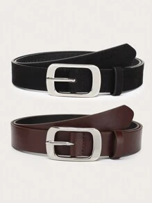 2入組青少年時尚皮質扣帶,休閒商務裝飾腰帶,適用於戶外聚會假日 - 彩色 - 查看 2