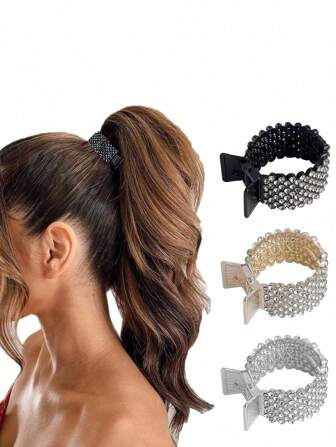 3 件装女士多色水钻金属发夹，优雅简约韩式发饰，适合日常使用派对发夹发夹发夹发夹发夹