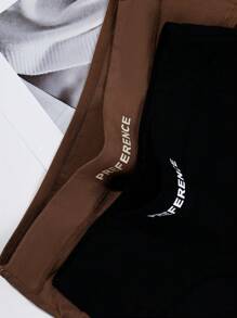 4 Stücke Damen Unterwäsche aus nahtlosem, atmungsaktivem, weichem Trikotstoff in Einfarbig und mit Buchstabenprint, Sportsstil, ganzjährig
