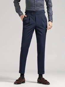 Naples Men's Pleated Detail Slant Pocket Suit Pants - Navy Blue - View 1