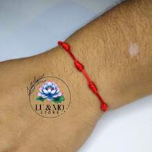4 Pieces Family Kit 2 Adults And 2 Children 7 Seven Knots Red Kabballah Bracelet For Luck And Protection 1mm - 紅色 - 查看 3