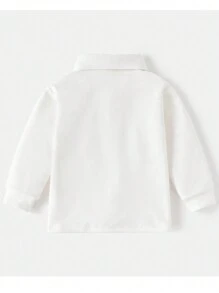 Young Boy Turndown Collar Polo Shirt, New Autumn Long Sleeve T-Shirt - White - View 2