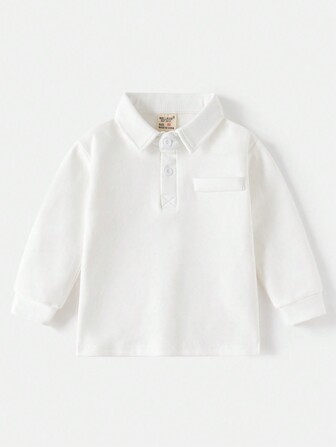 Young Boy Turndown Collar Polo Shirt, New Autumn Long Sleeve T-Shirt