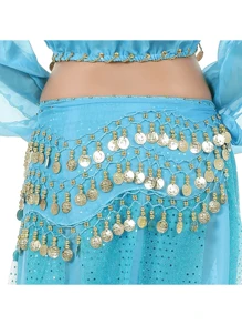 3-Layer Gold Coin Belly Dance Waist Scarf/Chain For Dance Practice - Multicolor - View 10