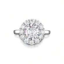 1 chiếc nhẫn bạc Sterling 925 dành cho nữ, đính đá Moissanite lấp lánh 2,0 carat ở giữa và điểm nhấn Moissanite hình bông hoa, thích hợp để đeo hàng ngày trong ngày lễ tình nhân - Bạc - Xem 4