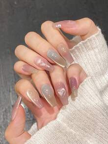 Instantly Enhance Your Style With This 10 Pcs Short SquareMilky White French Style Five-Pointed Star Rhinestone Nail Art Set. The Set Is Reusable And Comes With 1pc JellyGlue And 1pc Nail File.Suitable For Daily Wear, Travel. And Leisure Activities. Press On Nails Nail Supplies - Baby Pink - View 1