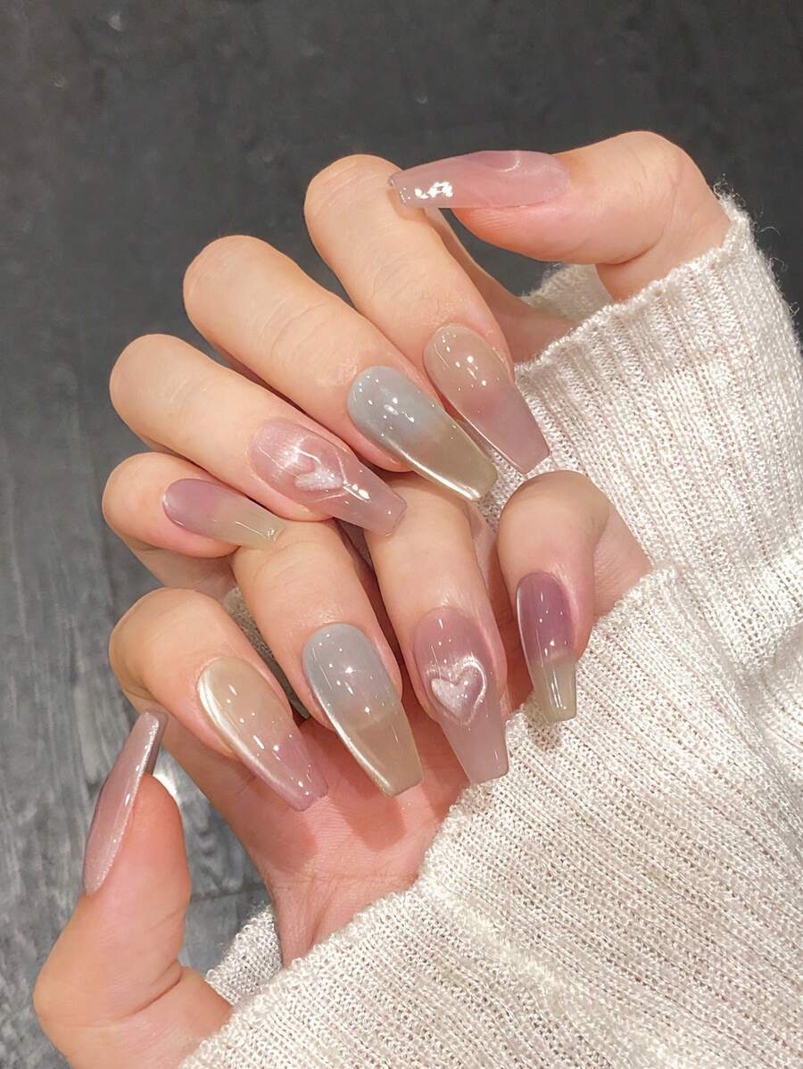 Instantly Enhance Your Style With This 10 Pcs Short SquareMilky White French Style Five-Pointed Star Rhinestone Nail Art Set. The Set Is Reusable And Comes With 1pc JellyGlue And 1pc Nail File.Suitable For Daily Wear, Travel. And Leisure Activities. Press On Nails Nail Supplies - Baby Pink - View 1