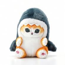 Miniso Cute Plush Toy Fried Shrimp Cat - No. 8 Cat Ornament Plush Toy Birthday Gift (Shark Cat) - Navy Blue - View 7