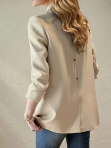 Áo khoác Blazer màu mơ cho nữ, thời trang Hàn Quốc, bộ vest cao cấp thường ngày, hàng mới về mùa xuân thu 2025 - Màu be - Xem 2