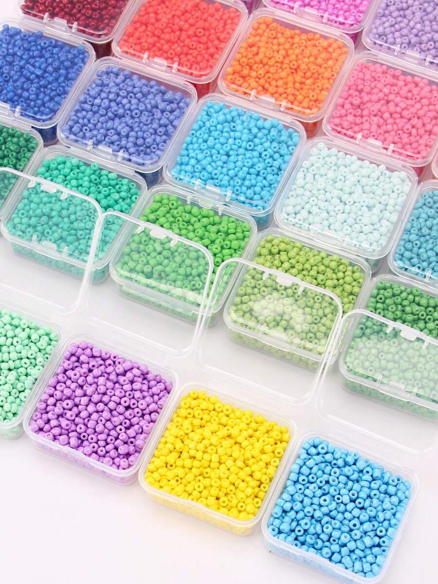 1 盒玻璃纯色种子珠 3 毫米约 800 颗多色烤漆串珠材料 DIY 手链项链耳环配件