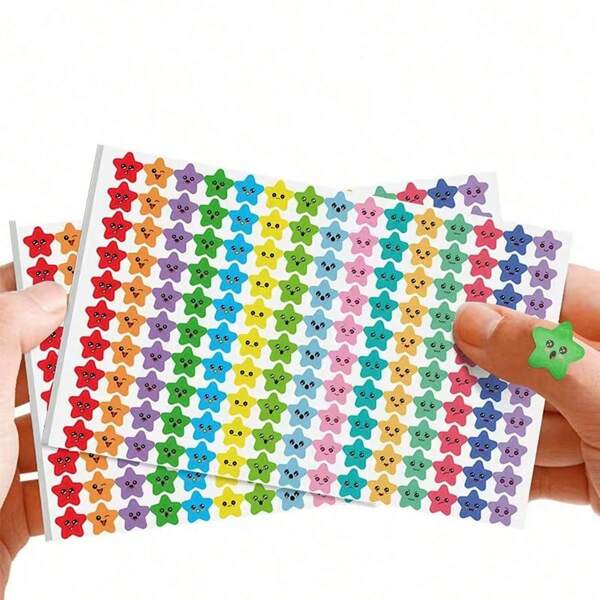 1500 Piezas De Etiquetas Adhesivas De Estrella Dorada En Cinco Puntas En Color Para Premiar A Niños De Preescolar