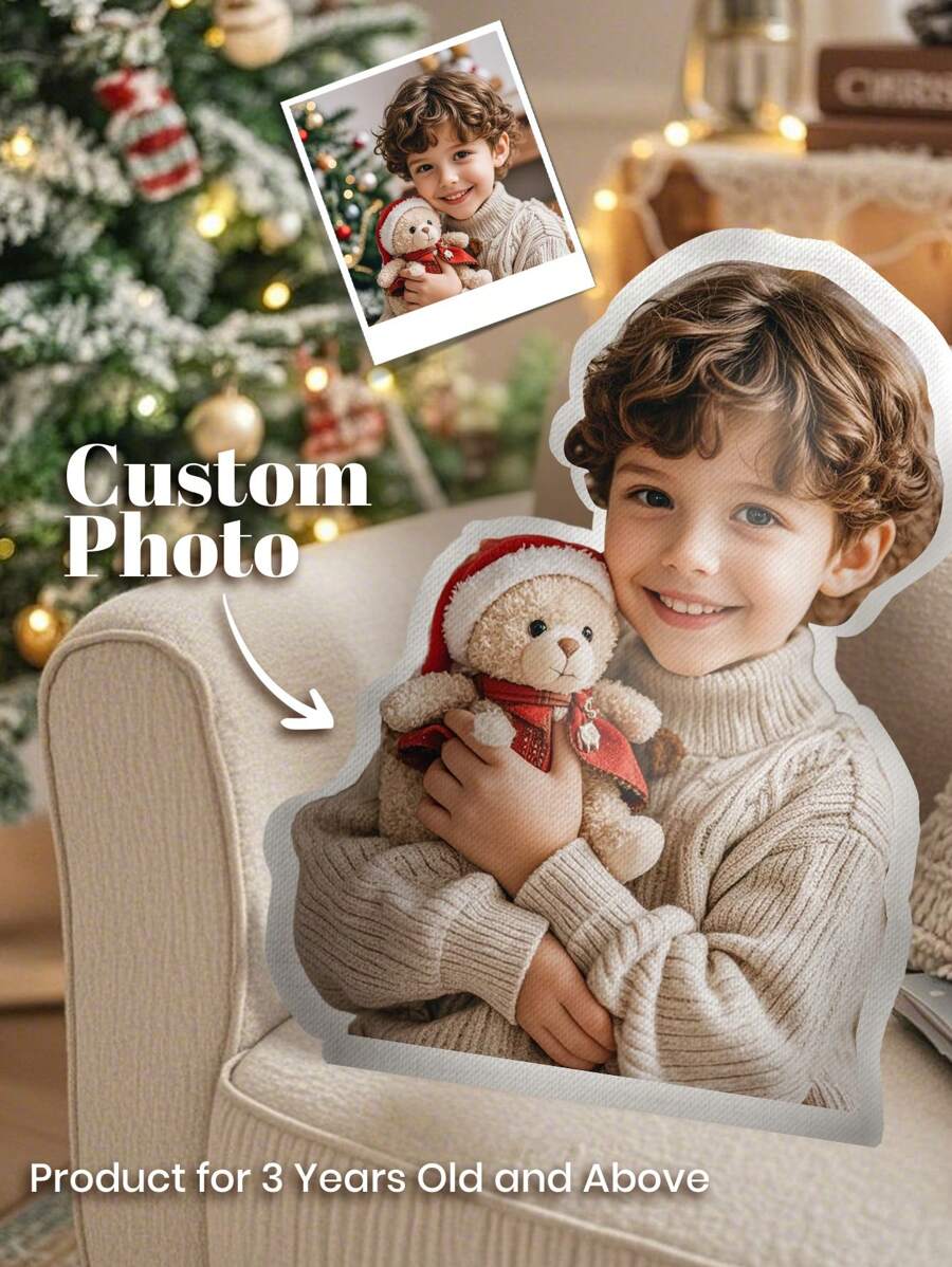 1pc Custom Photo Pillow For Kids, Custom Face Pillow, Custom Gift, Personalized 3D Pillow, Personalized Gift, Head Cushion, Pet Picture Can Be Used, Gift For 3 Years Old And Above, Funny Gift, Cute Gift, Lovely Gift, Bedroom Decor, Housewarming Gift Baby Shower Family Decorations Gifts Winter Eve Gifts Back To School Winter Gift Ideas Boy Girl Valentine's Day