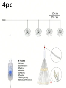 1 套 USB 悬挂式 LED 烟花灯，多模式 DIY 形状 LED 仙女装饰灯，180 个 LED、360 个 LED 爆炸星形灯串，适用于卧室、阳台、客厅、派对氛围装饰，带温暖多彩的灯光 - USB - 查看 10