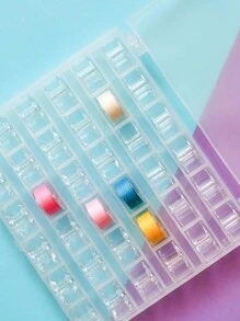 1 pezzo Contenitore portabobine in plastica per macchina da cucire, Scatola portafili per macchina da cucire,Organizer vuoto con 25/36 scomparti per rocchetti e 25/36 pezzi di rocchetti di plastica