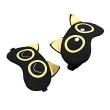 1pc Breathable Plush Eye Mask Sleep Special Cute Cartoon Eye Mask,School,Back To School,Travel,Travel Essentials,Home Essentials,Eye Mask,Sleep Mask - Black - View 7