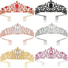1 chiếc vương miện Tiara dành cho phụ nữ, vương miện cho công chúa, vương miện cho tiệc sinh nhật, tiệc Halloween, cô dâu, nữ hoàng, tiệc độc thân bằng pha lê, tiệc sinh nhật, tiệc Giáng sinh, tiệc năm mới, vương miện, phụ kiện lược chải tóc, Giáng sinh - Nhiều màu - Xem 11